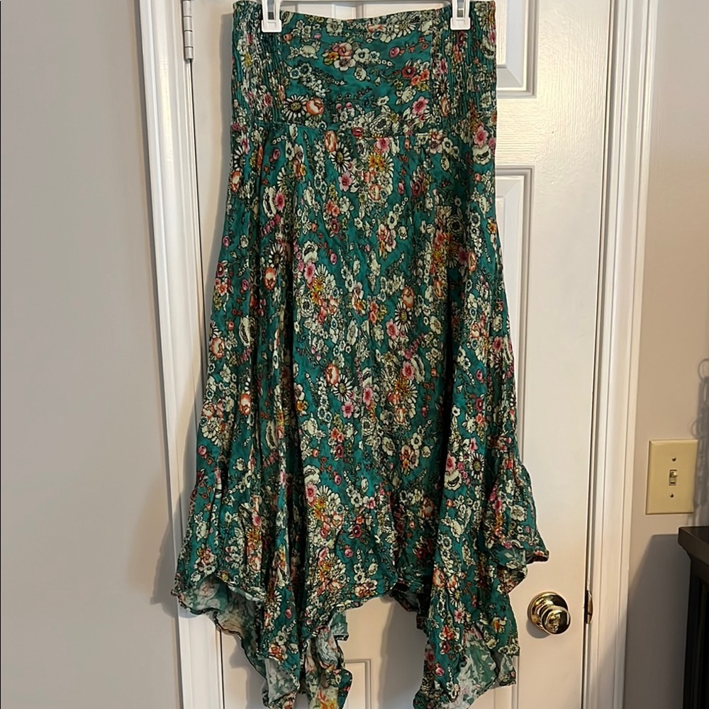 Floral Green Boho Skirt